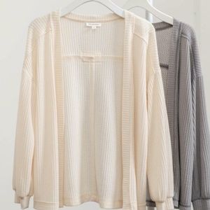 Blu Pepper Waffle Knit Cardigan in Cream
